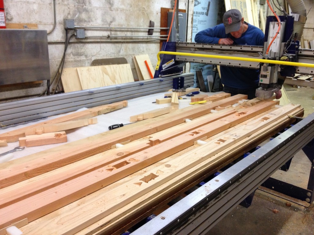 Homebuilt construction pieces cut on a ShopBot full-size gantry CNC
