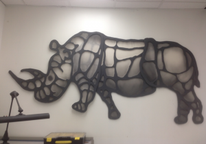 Jim expained, "We used our ShopBot 96 x 48 tool to create this rhino for an FSU production of James and the Giant Peach; it's about 6 feet long."