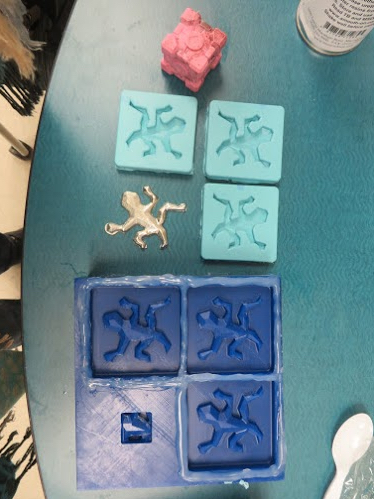 Wax molds cut by the Handibot tool
