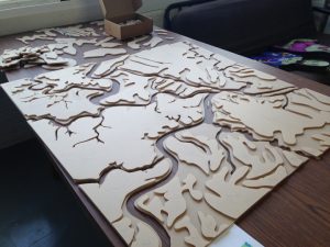 Assembled laser cut acrylic pieces for the H2O exhibit light table