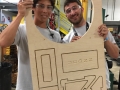 Two of the University of Connecticut team members with parts cut on the ShopBot PRSalpha.